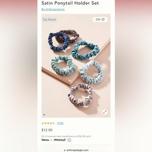 Anthropologie Satin Ponytail Holders - Set of 6 NWT